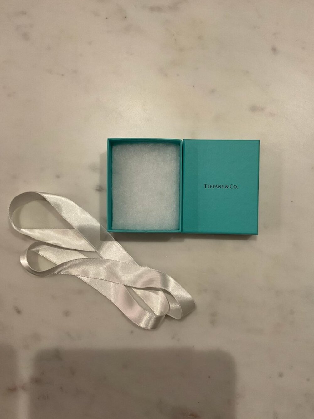 Authentic Tiffany & Co. Empty Blue Gift Box with Cotton Insert & Ribbon